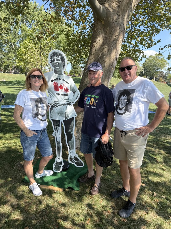 Bill Steele with participants at the Terry Fox Run in Port Colborne
